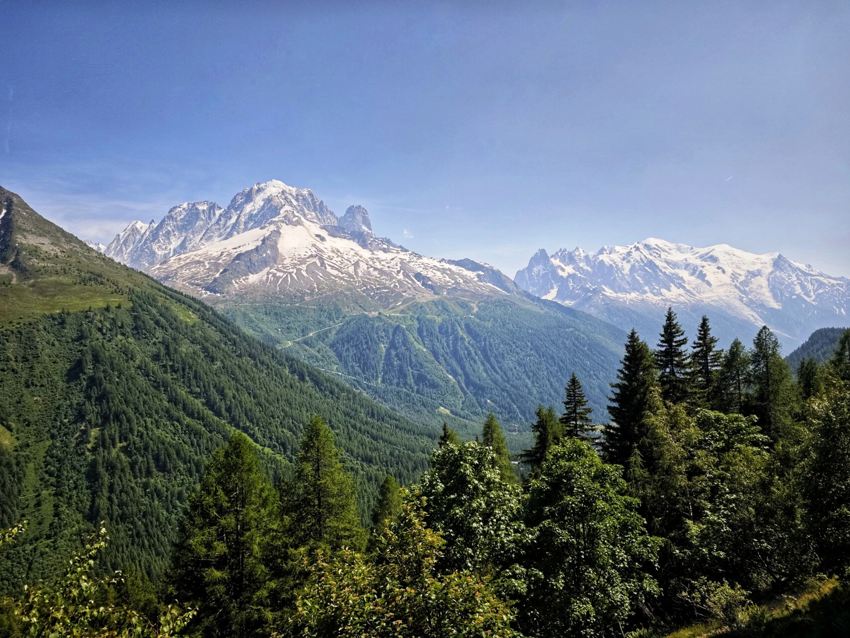 Panorama vom Grand Balcon Sud, Aiguille Verte und Mont-Blanc